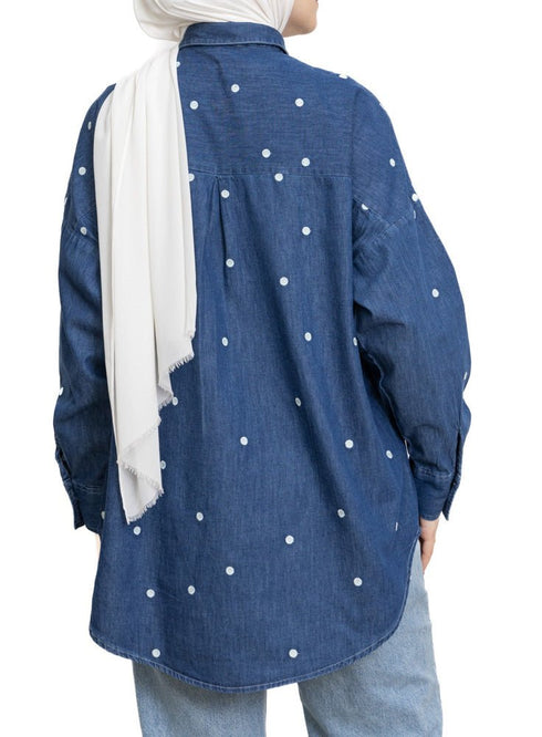 Circle - Blue E - Over Size Denim Shirt - Khotwh
